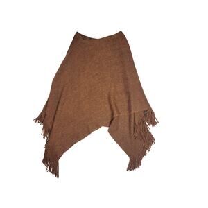 NWT Vivi Designs Camel Sparkle Knit Women's‎ Fringed Poncho